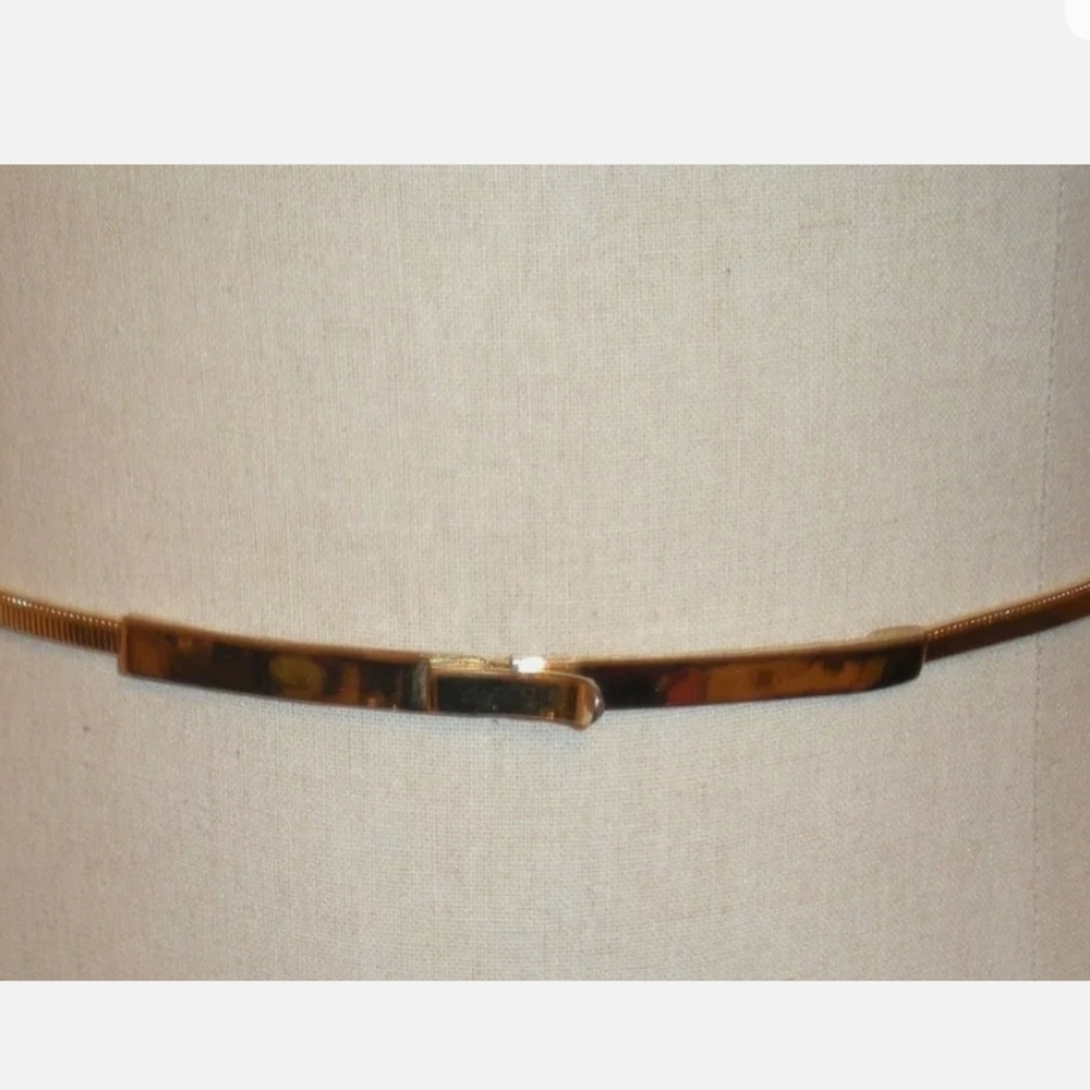 Vintage Rare Accessocraft N.Y.C Gold Plated Stretch Skinny Belt 28-33" Inches